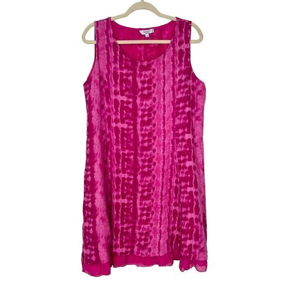 Allegra Masetti Dresses & Skirts - Allegra Masetti Pink Linen Dress XL Made in Italy Shift Sleeveless Mini Boho